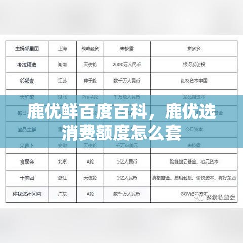 鹿优鲜百度百科，鹿优选消费额度怎么套