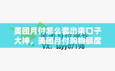美团月付怎么套出来口子大神，美团月付购物额度怎么套出来