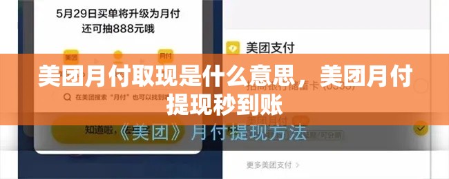 美团月付取现是什么意思，美团月付提现秒到账