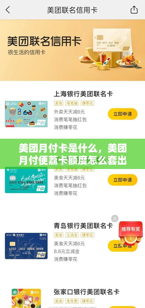 美团月付卡是什么,美团月付便荔卡额度怎么套出来