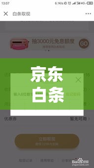 京东白条取现有手续费吗，京东白条取现秒到