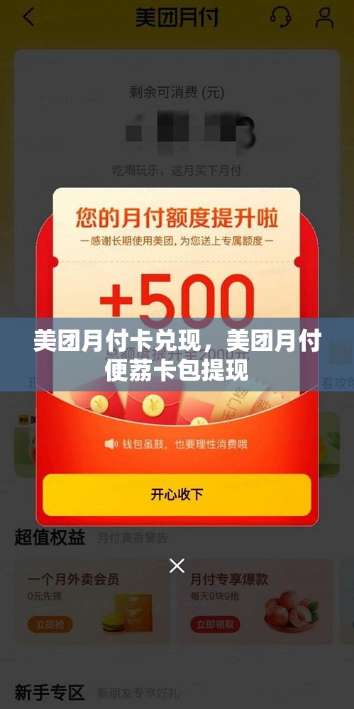 美团月付卡兑现，美团月付便荔卡包提现